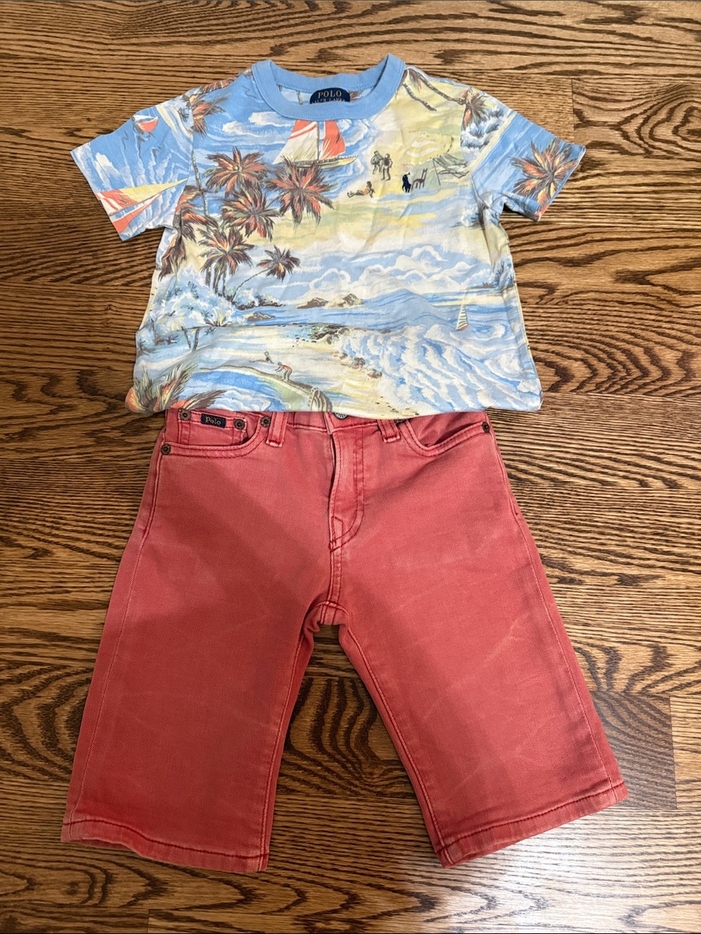 Polo by Ralph Lauren Blue Tropical Graphic Tee with Shorts